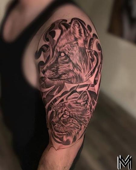 Tattoos - Matt Morrison Fox and Bobcat - 141318